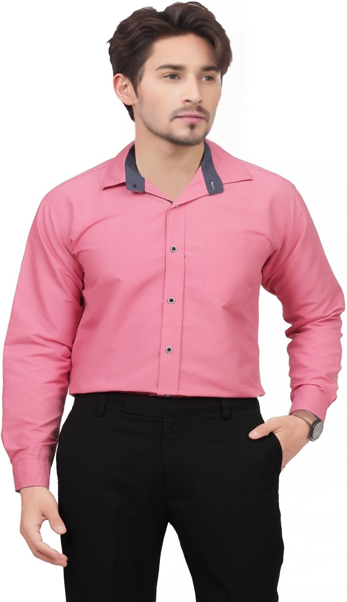 urban trees Men Regular Fit Solid Button Down Collar Formal Shirt-picture-10
