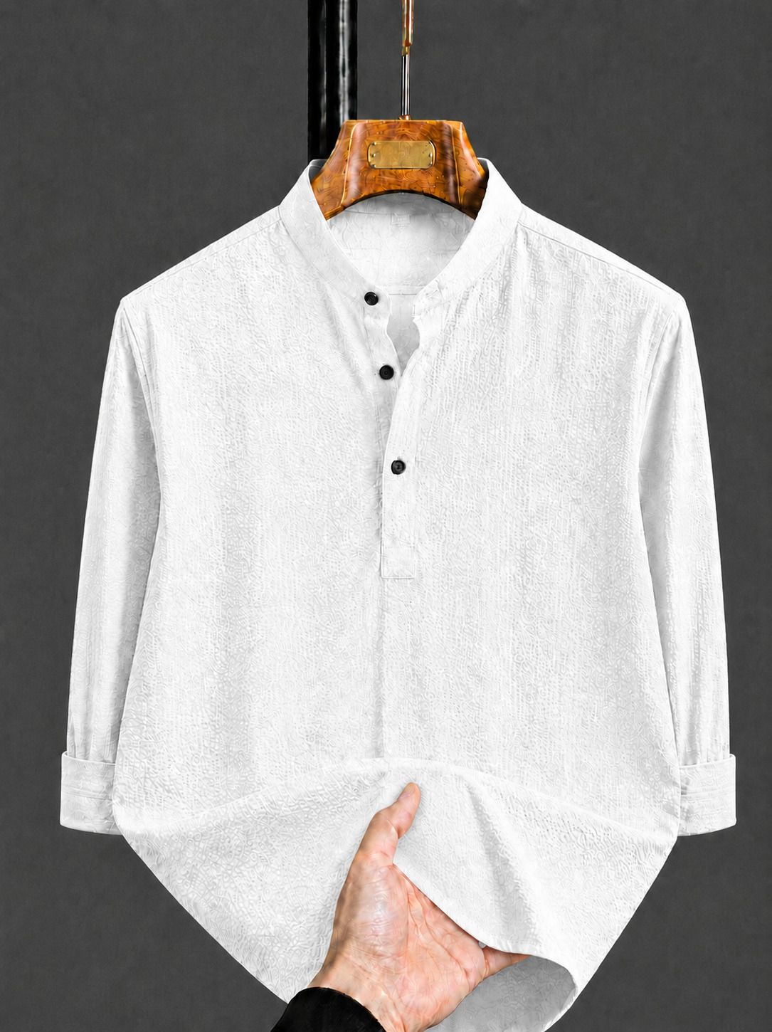 combraided Solid Cotton Blend Straight Kurta for Men-picture-26