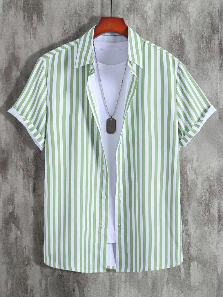 Men Comfort Fit Striped Spread Collar Casual Shirt-image-6