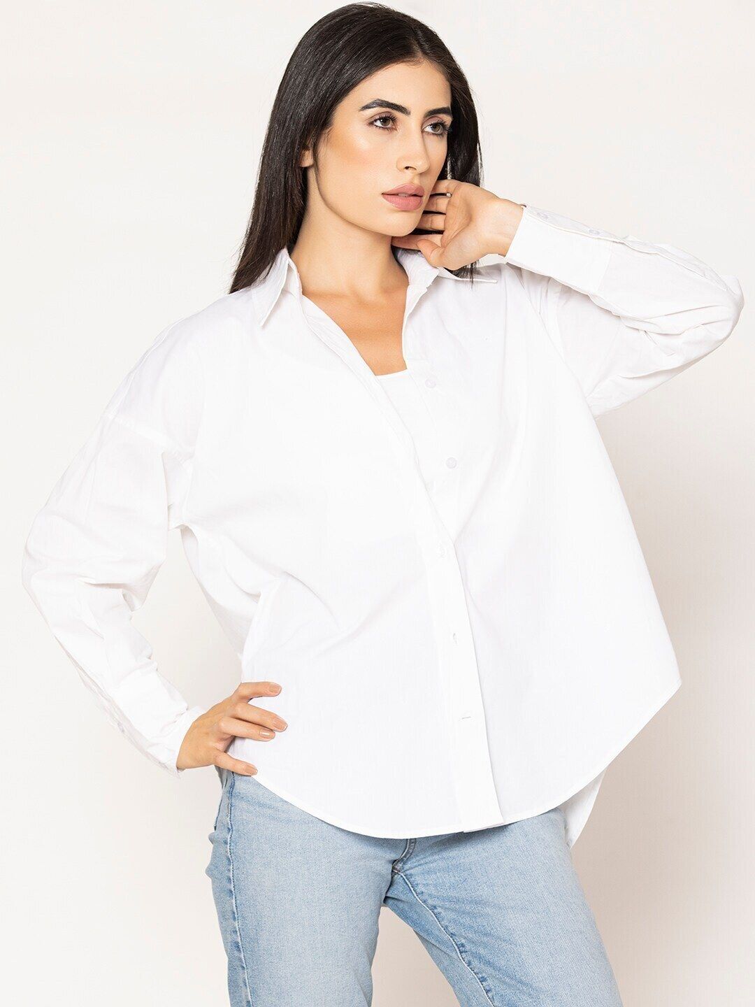 fab star Women Boxy Fit Solid Spread Collar Casual Shirt-picture-47