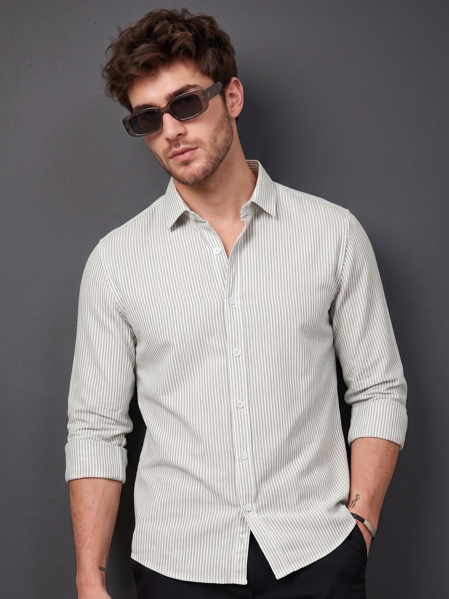 nivick Men Slim Fit Striped Spread Collar Formal Shirt-picture-32