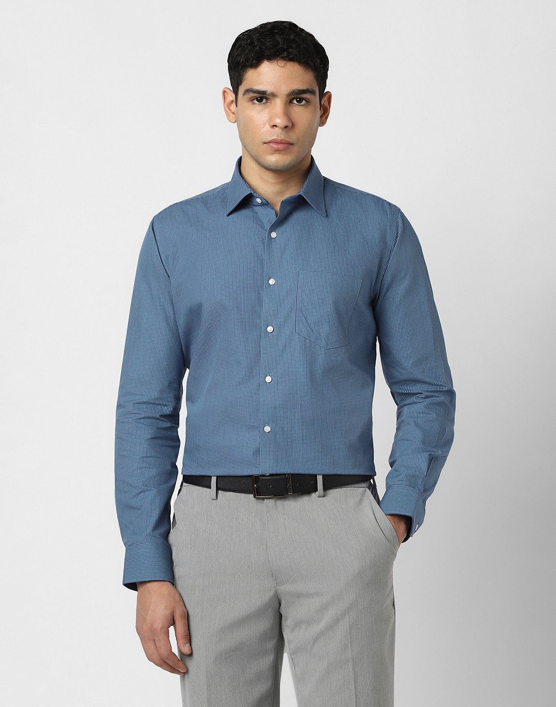 van heusen Men Regular Fit Checkered Spread Collar Formal Shirt-picture-12