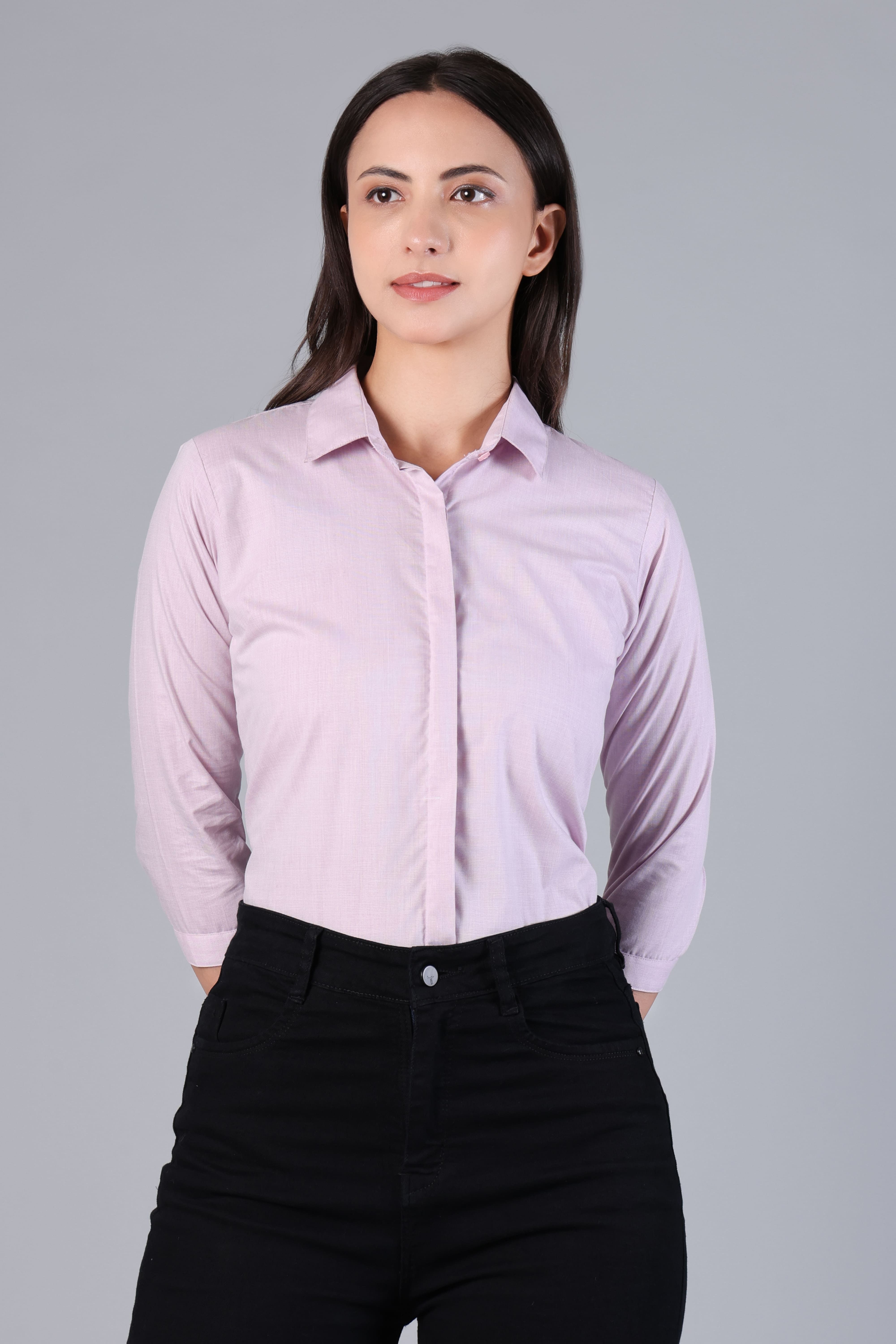 rare camel Women Regular Fit Solid Spread Collar Formal Shirt-picture-2