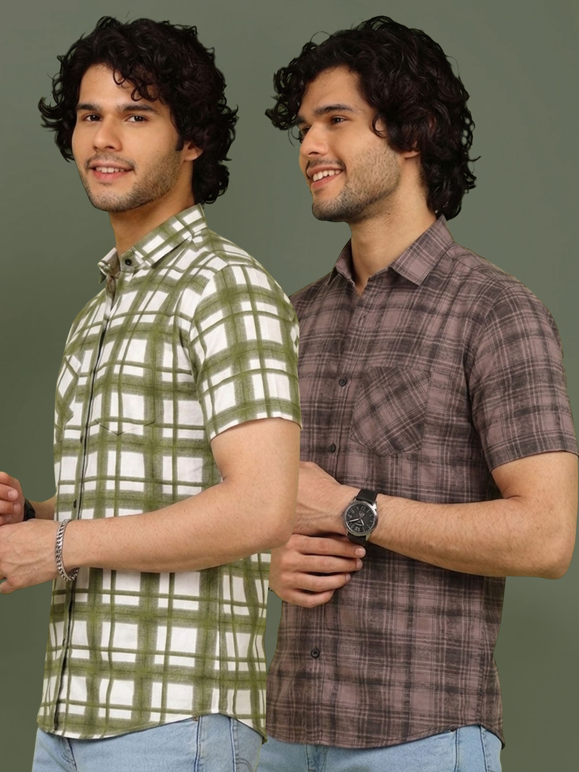 metronaut Men Regular Fit Checkered Spread Collar Casual Shirt-picture-37