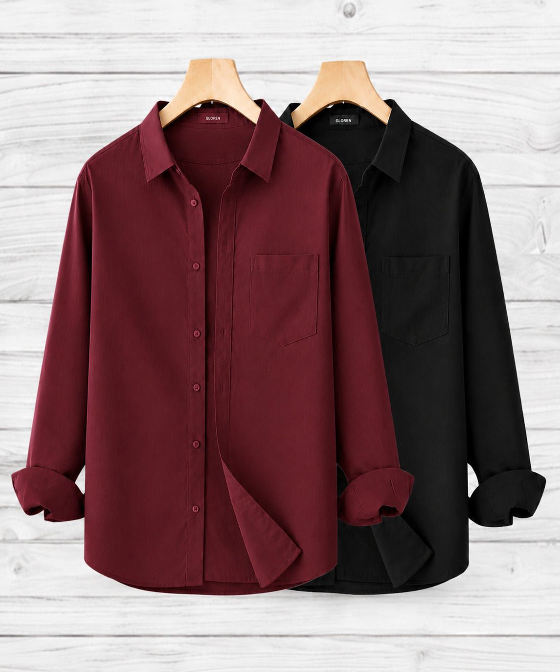 gloren Men Regular Fit Solid Spread Collar Casual Shirt-picture-12