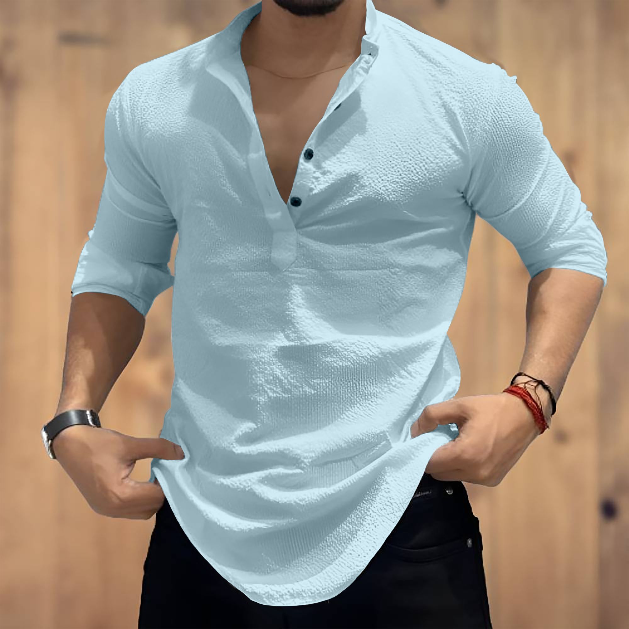 combraided Men Solid Cotton Blend Straight Kurta-picture-15
