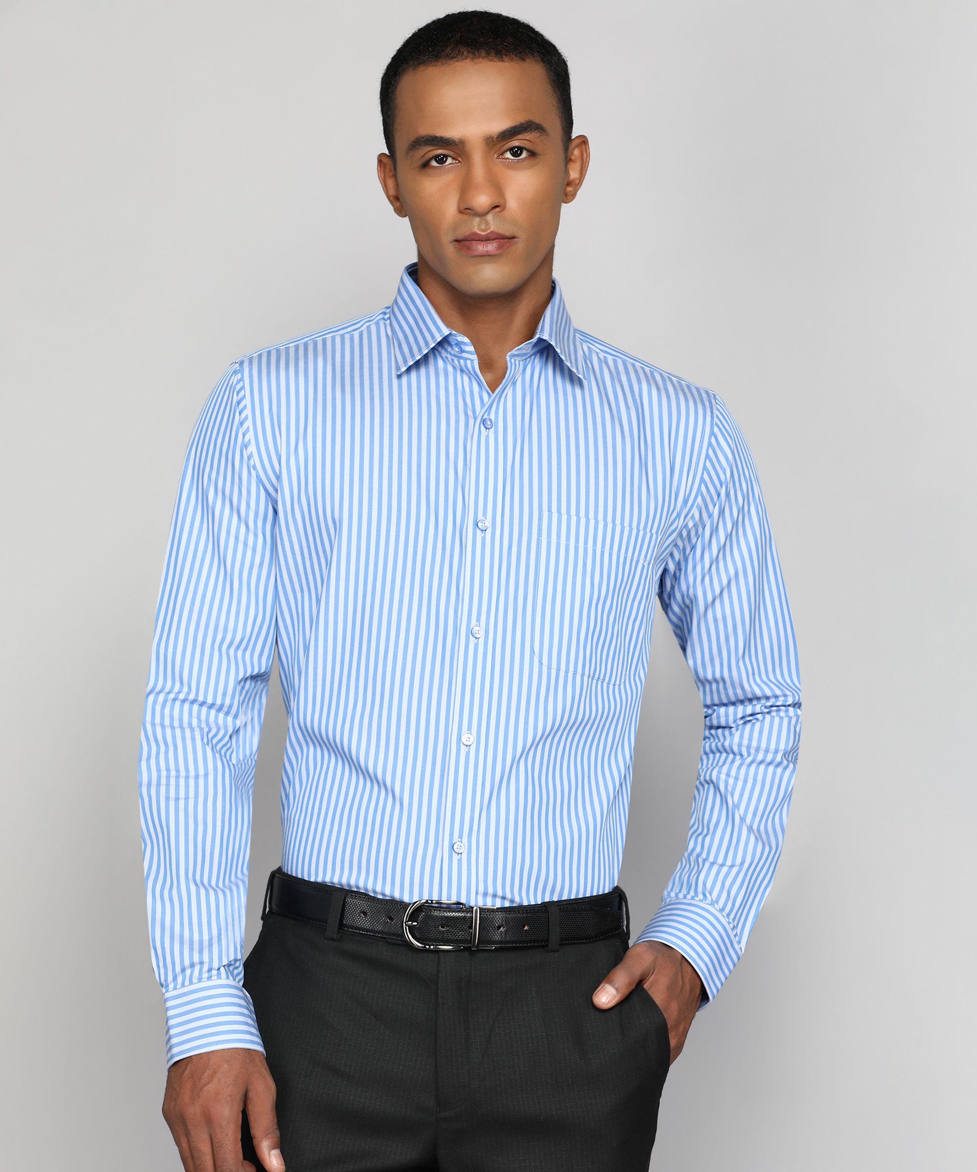 Men Slim Fit Striped Formal Shirt-image-45