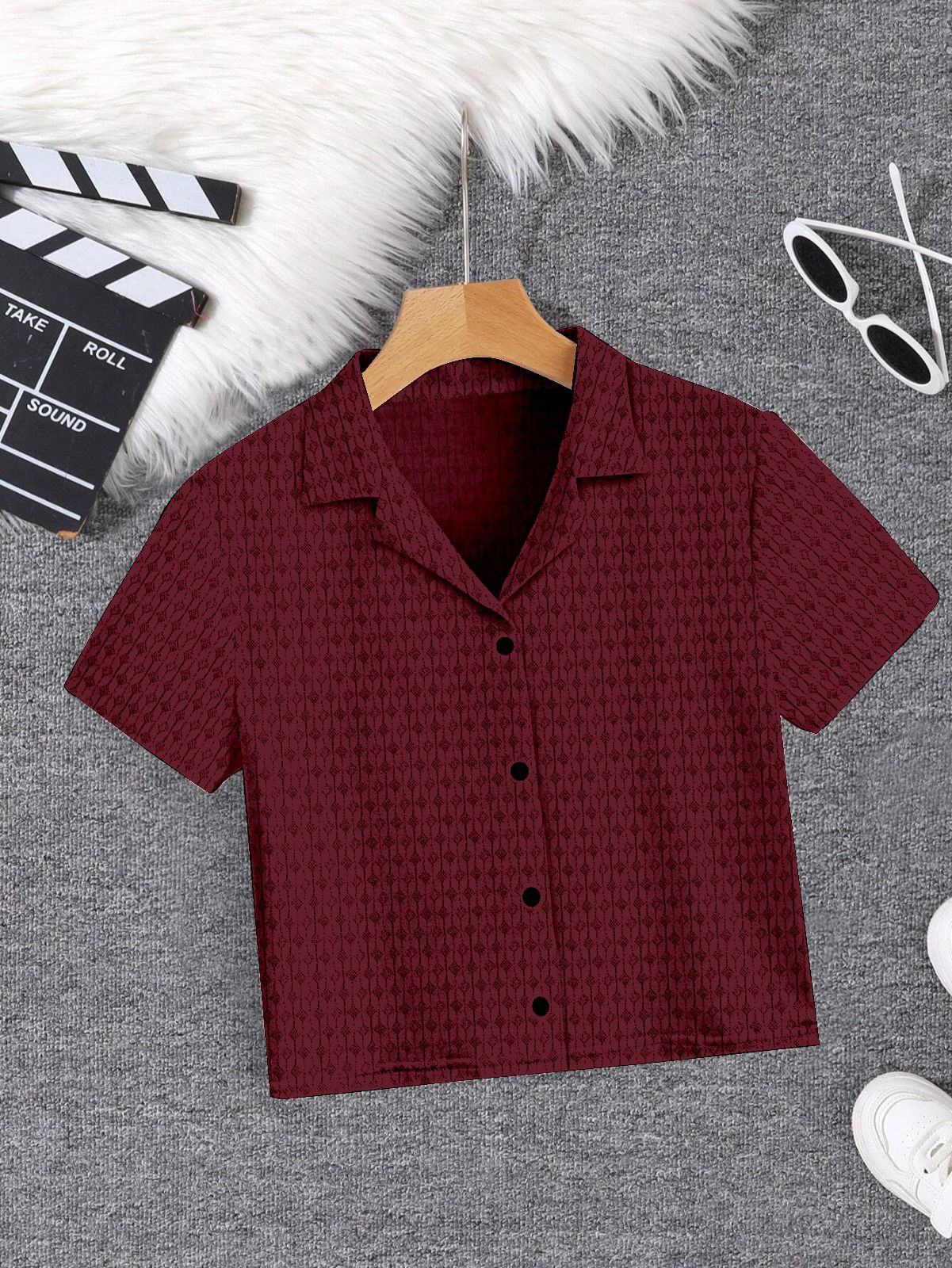 Women Regular Fit Solid Cut Away Collar Casual Shirt