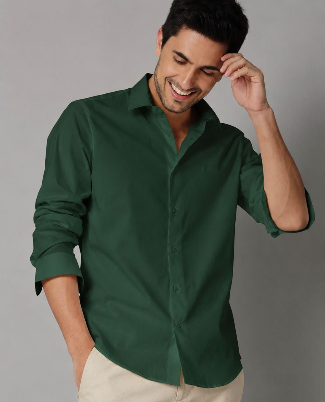 Men Slim Fit Solid Casual Shirt-image-4