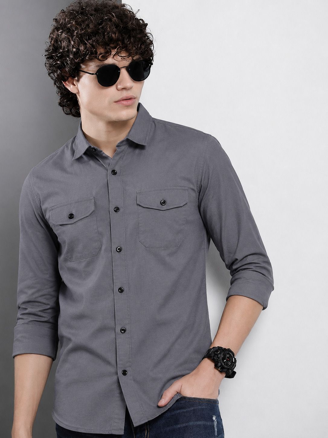 vg brother Men Relaxed Fit Solid Spread Collar Casual Shirt-picture-18
