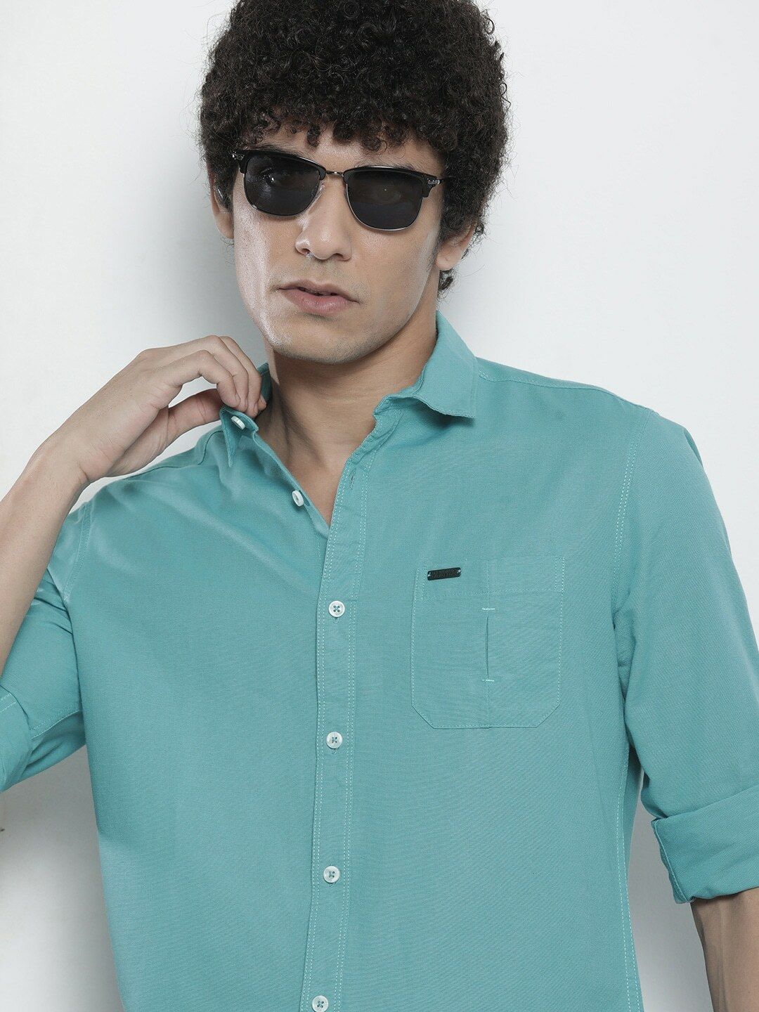 the indian garage co. Men Regular Fit Solid Cut Away Collar Casual Shirt-picture-33
