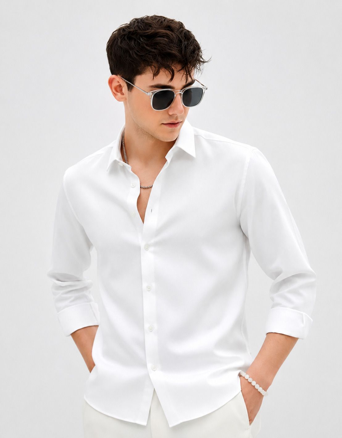 lycka Men Regular Fit Solid Spread Collar Formal Shirt-picture-26