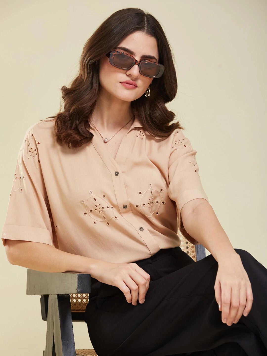 j turritopsis Women Boxy Fit Embroidered Spread Collar Casual Shirt-picture-32