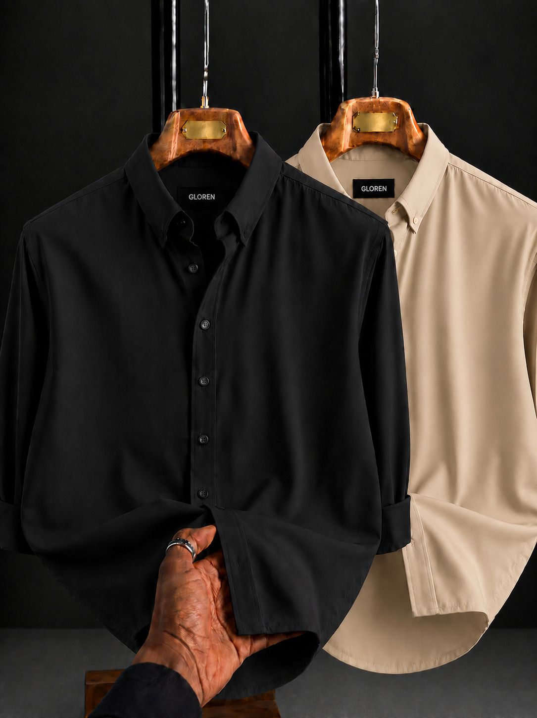 gloren Men Regular Fit Solid Spread Collar Casual Shirt-picture-28