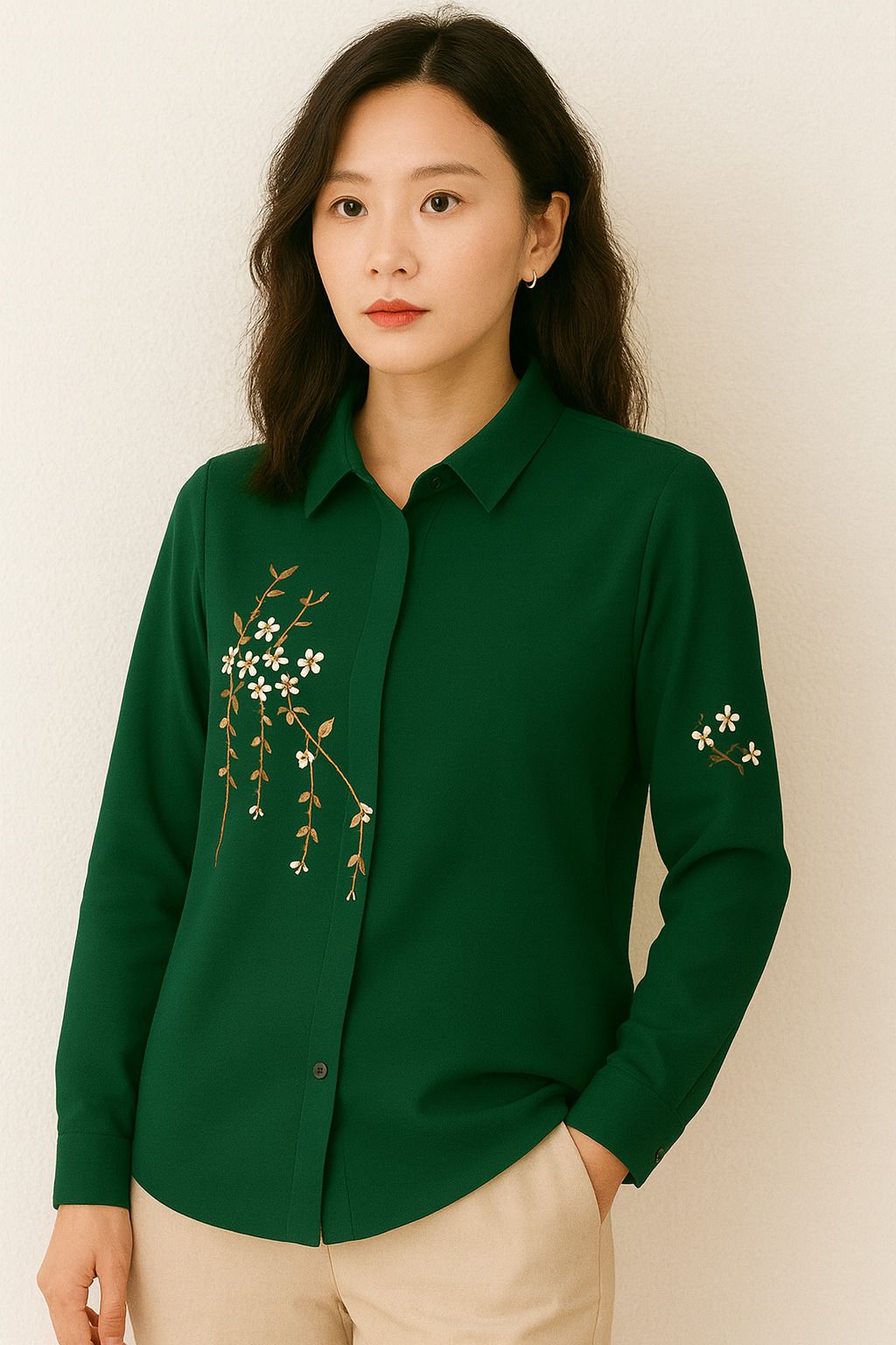haadivastra Women Comfort Fit Fit Embroidered Casual Shirt-picture-11