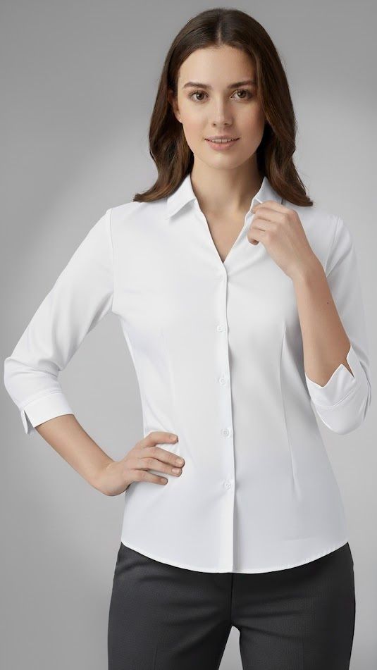 Women Regular Fit Solid Button Down Collar Formal Shirt