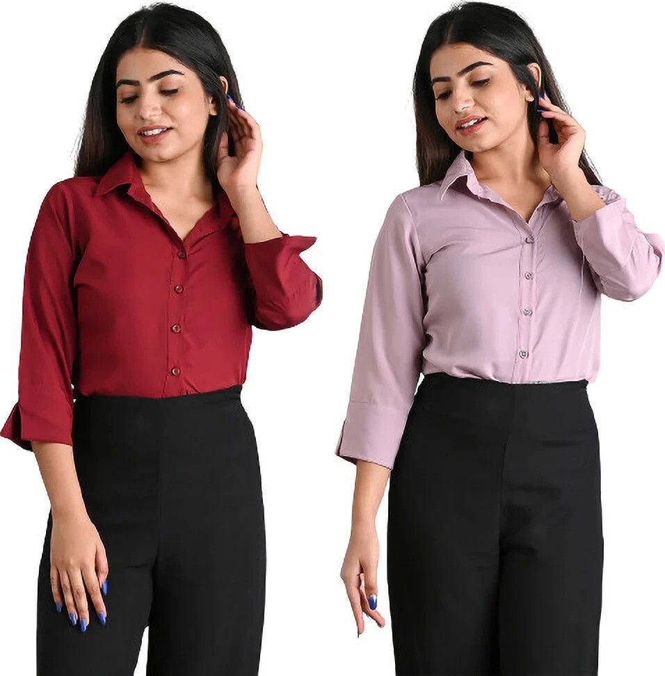 Women Regular Fit Solid Spread Collar Formal Shirt-image-49