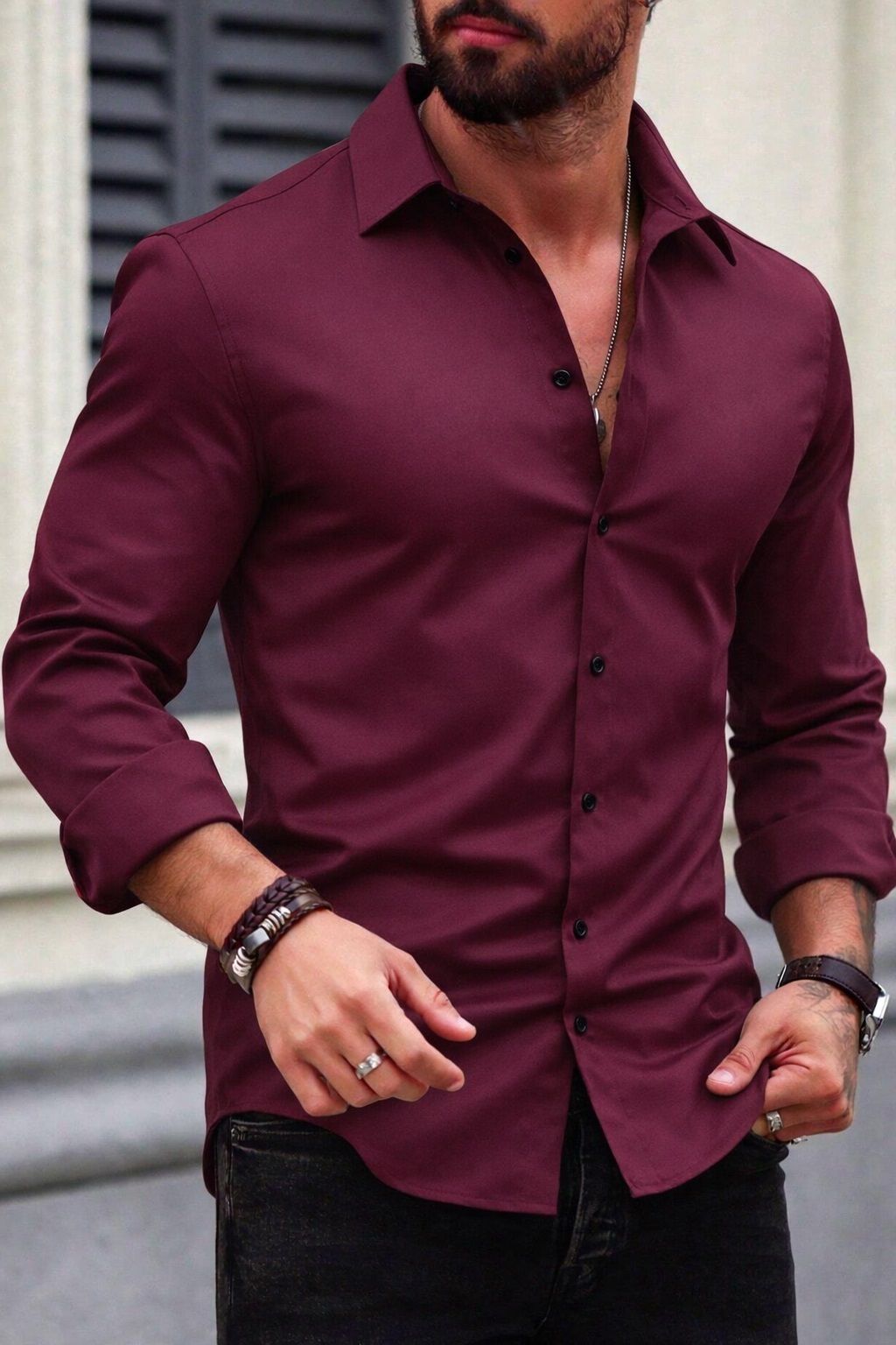 metronaut Men Regular Fit Solid Spread Collar Casual Shirt-picture-29