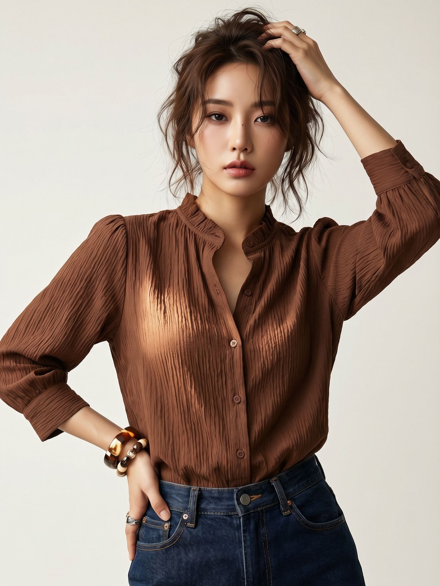 soil street Women Regular Fit Solid Ruffle Collar Casual Shirt-picture-15