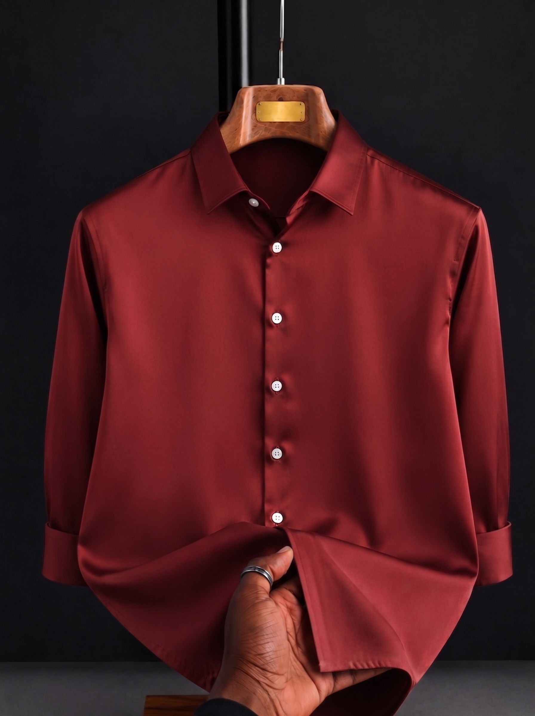 metronaut Men Regular Fit Solid Spread Collar Party Shirt-picture-31