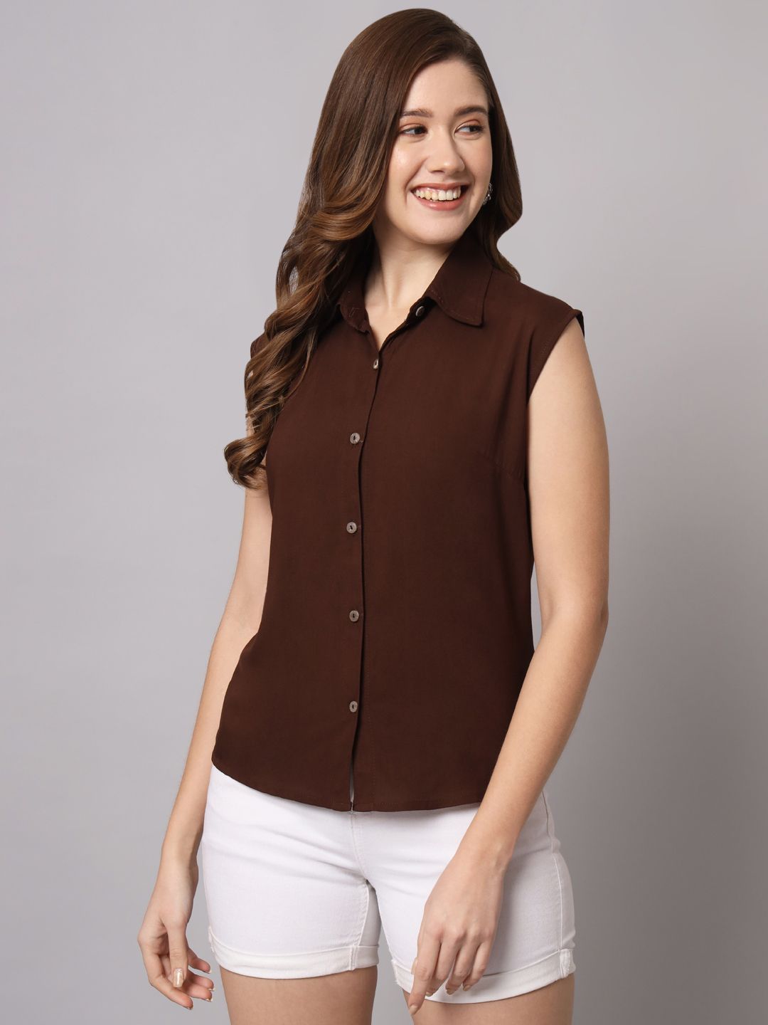 funday fashion Women Regular Fit Solid Spread Collar Casual Shirt-picture-21