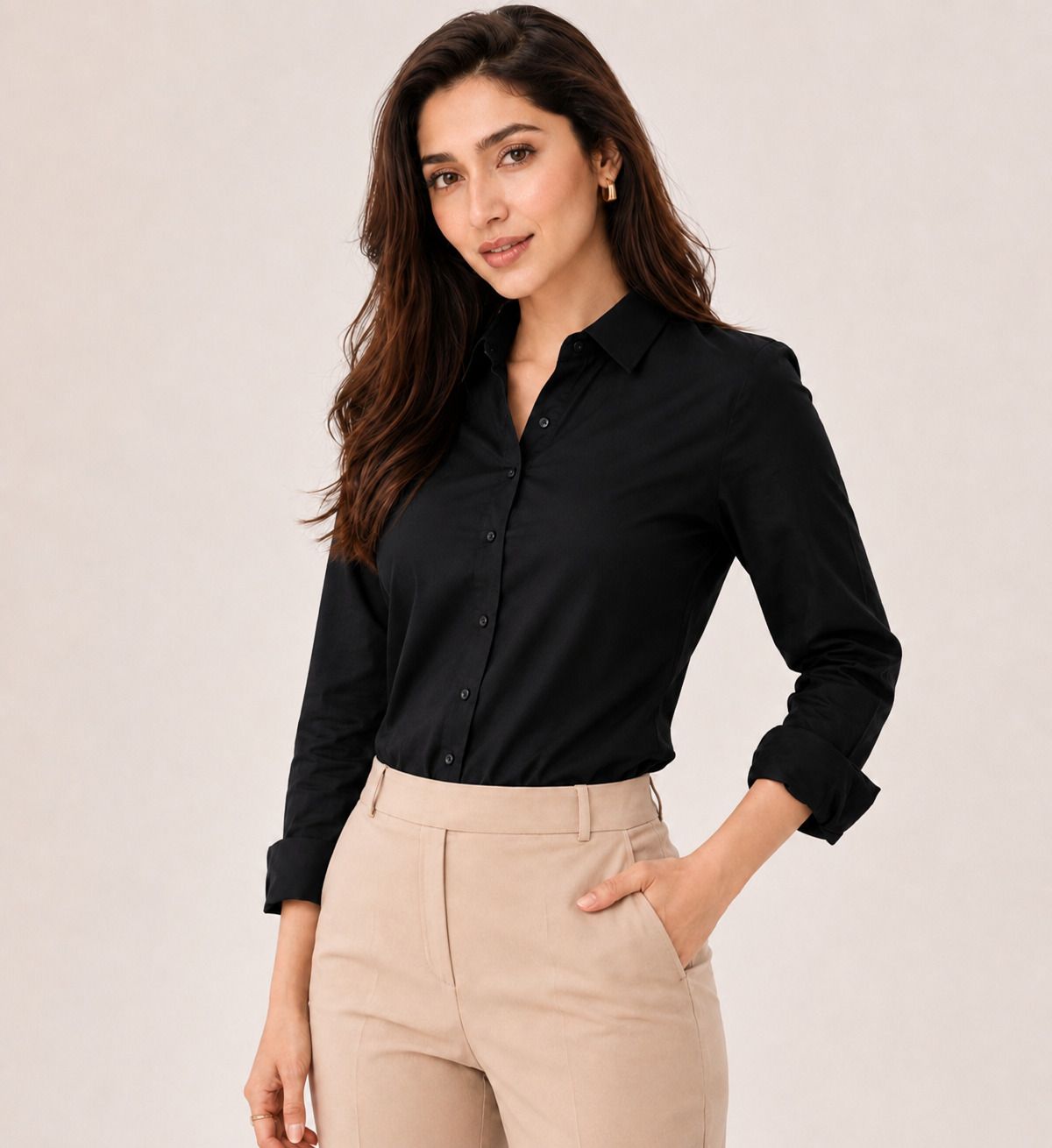 styloketh Women Tailored Fit Solid Spread Collar Casual Shirt-picture-0