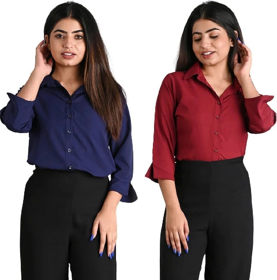 Women Regular Fit Solid Spread Collar Formal Shirt-image-13