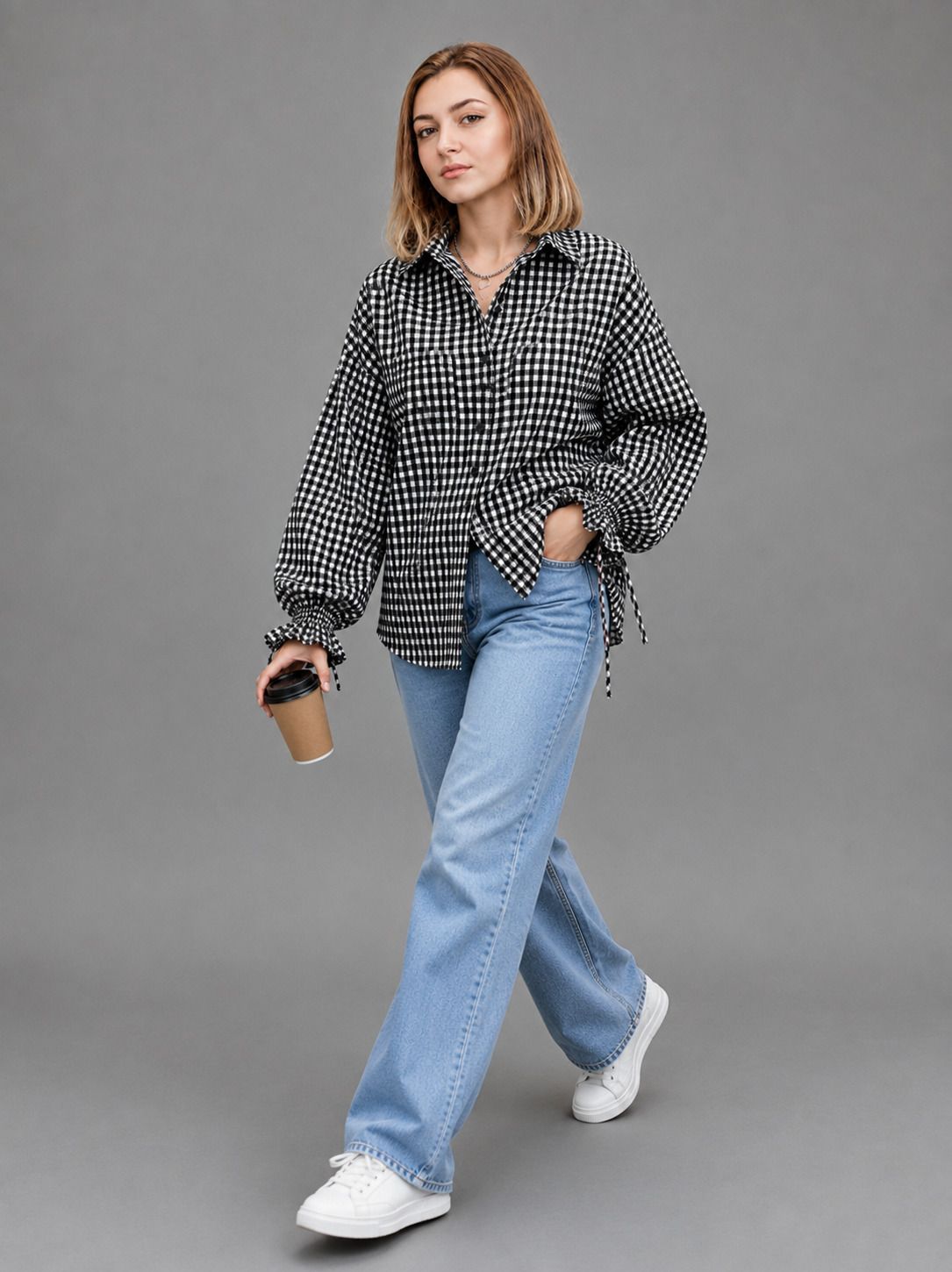 seetoo Women Regular Fit Checkered Spread Collar Casual Shirt-picture-13