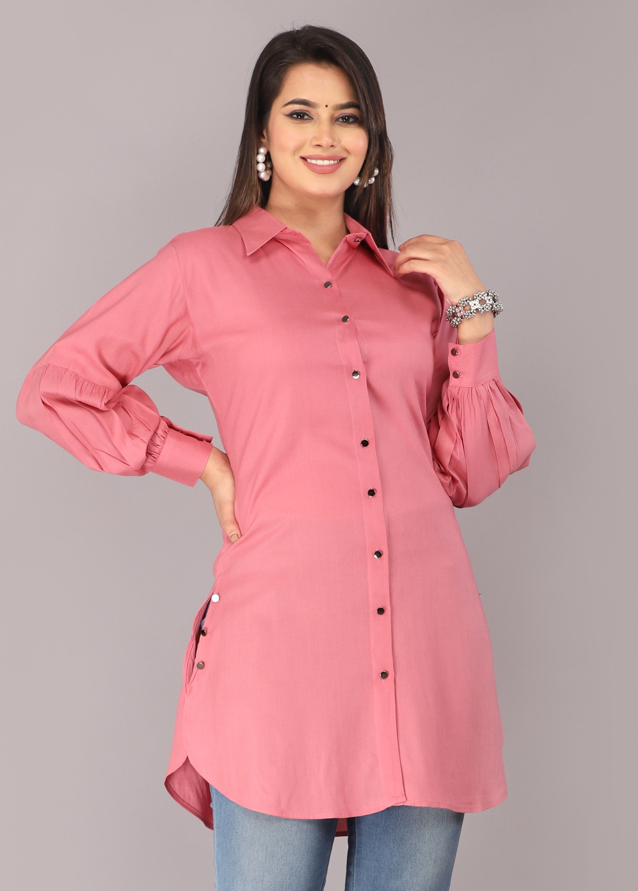 Women Regular Fit Solid Spread Collar Casual Shirt-image-9