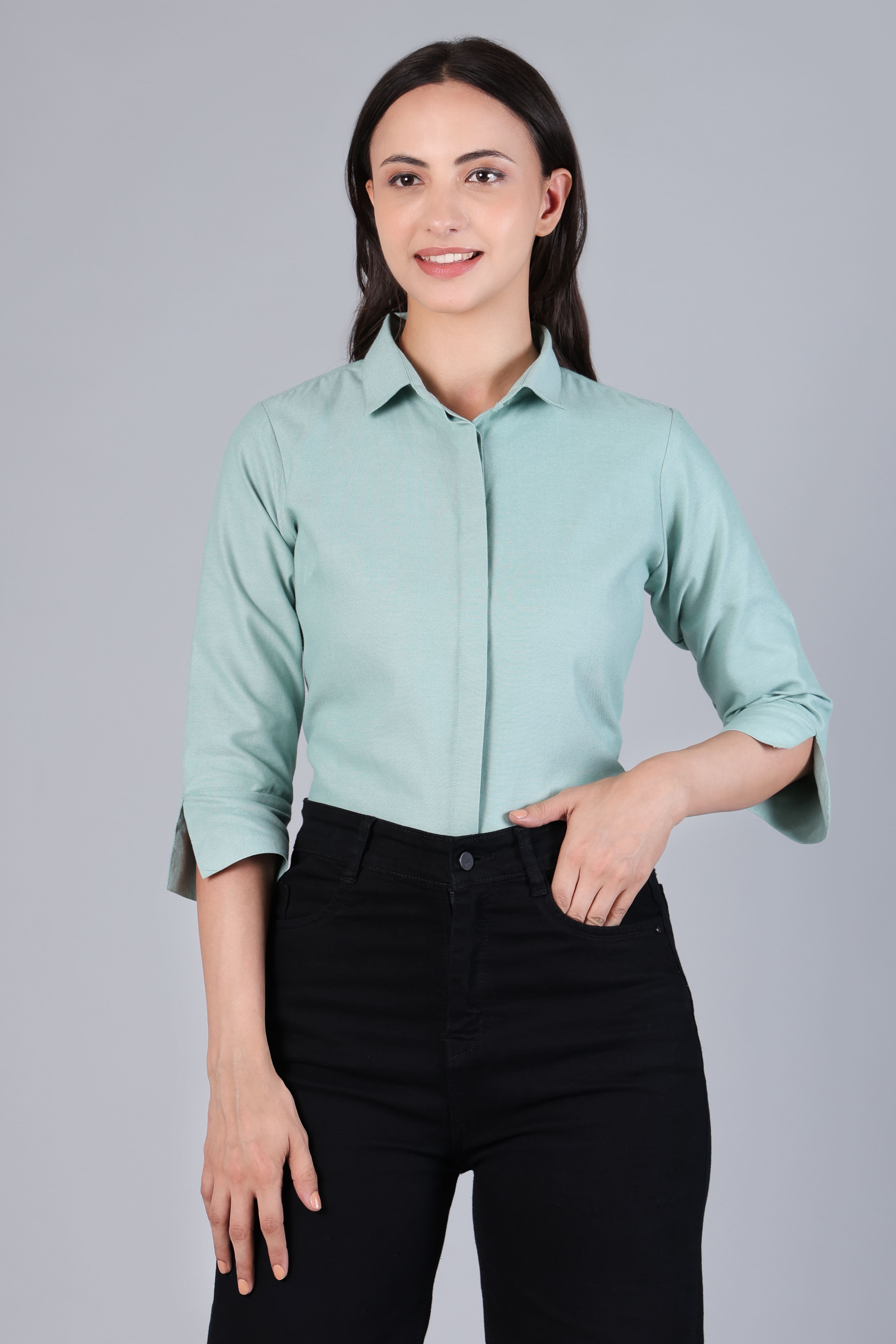 rare camel Women Regular Fit Solid Spread Collar Formal Shirt-picture-17
