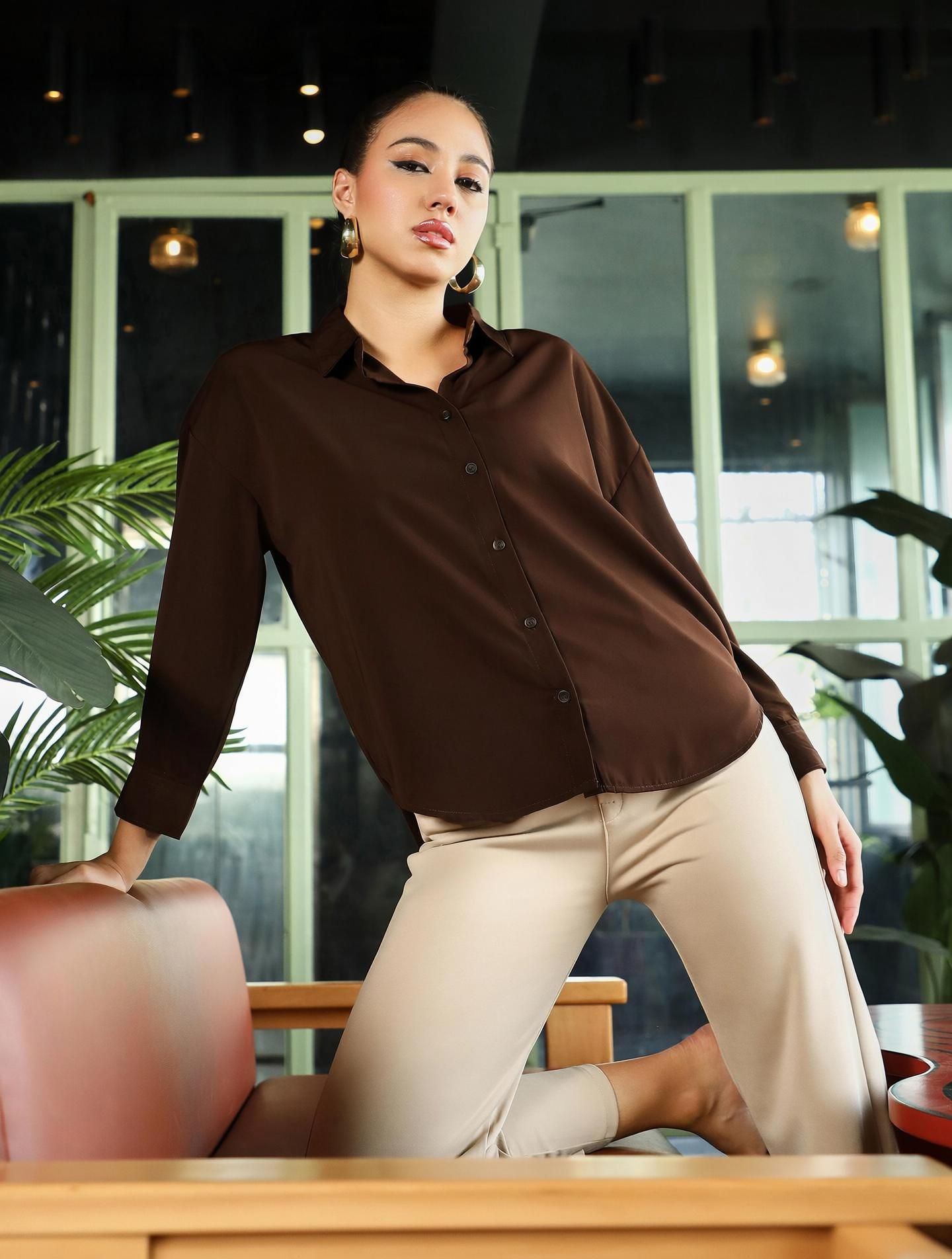 pinacolada Women Regular Fit Solid Spread Collar Casual Shirt-picture-36