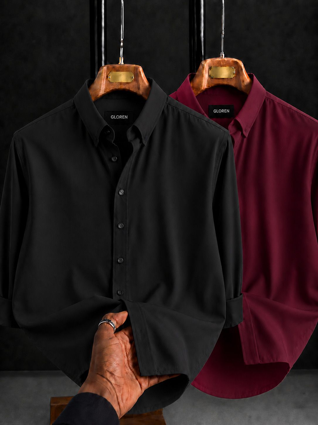 gloren Men Regular Fit Solid Spread Collar Casual Shirt-picture-23