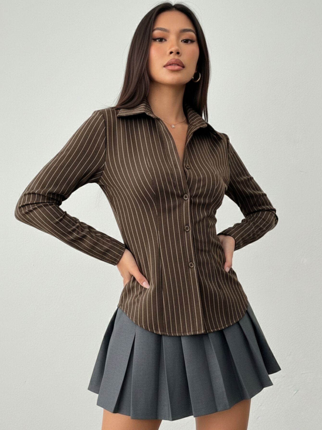 aahwan Women Slim Fit Striped Spread Collar Formal Shirt-picture-38