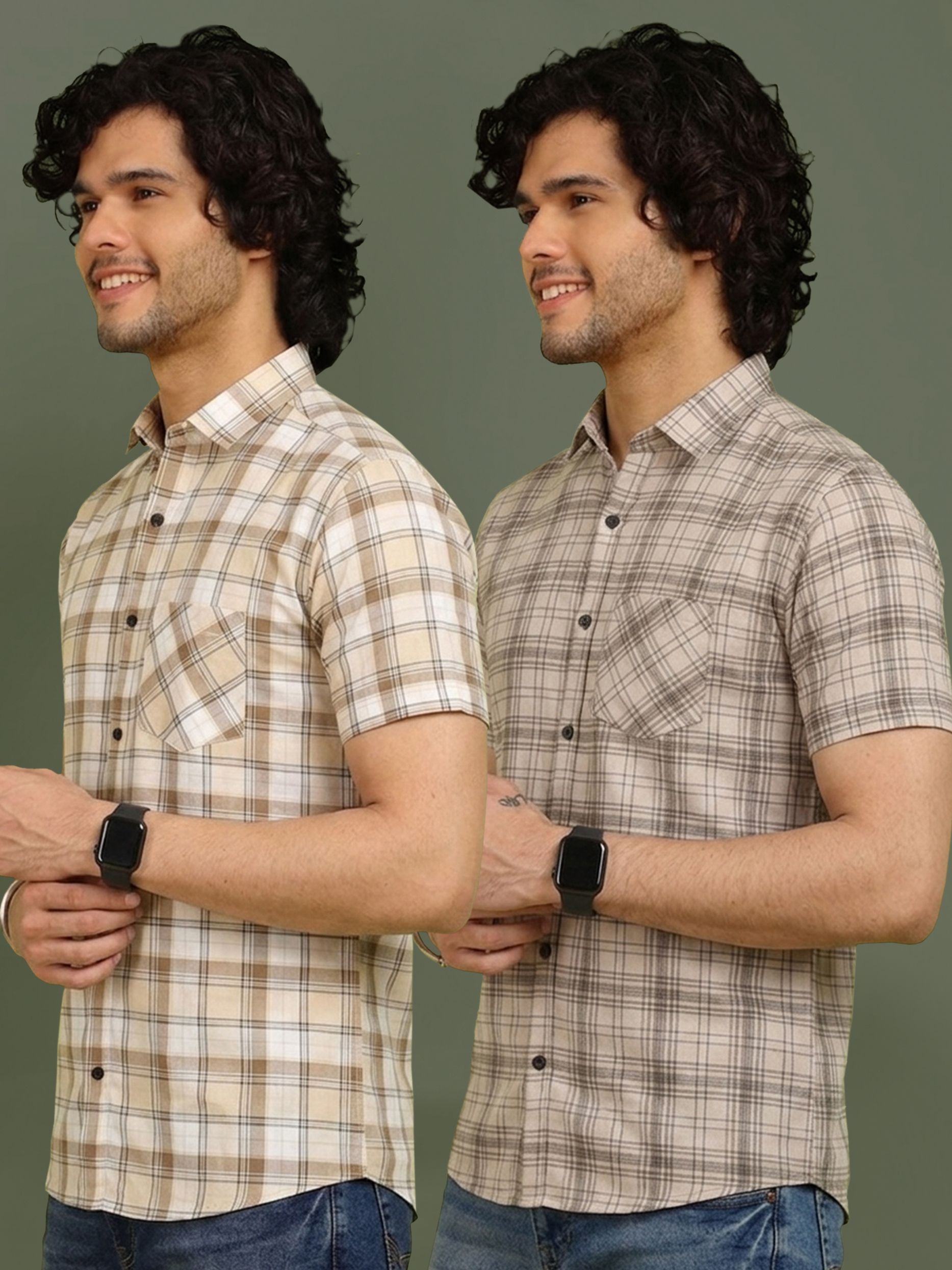 metronaut Men Regular Fit Checkered Spread Collar Casual Shirt-picture-22