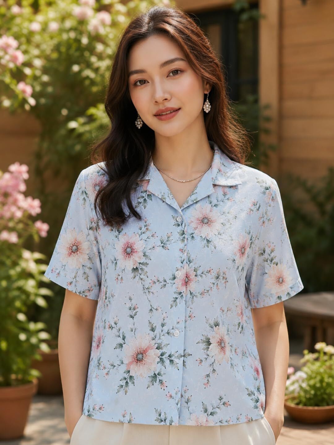 Women Regular Fit Printed Spread Collar Beach Wear Shirt-image-43