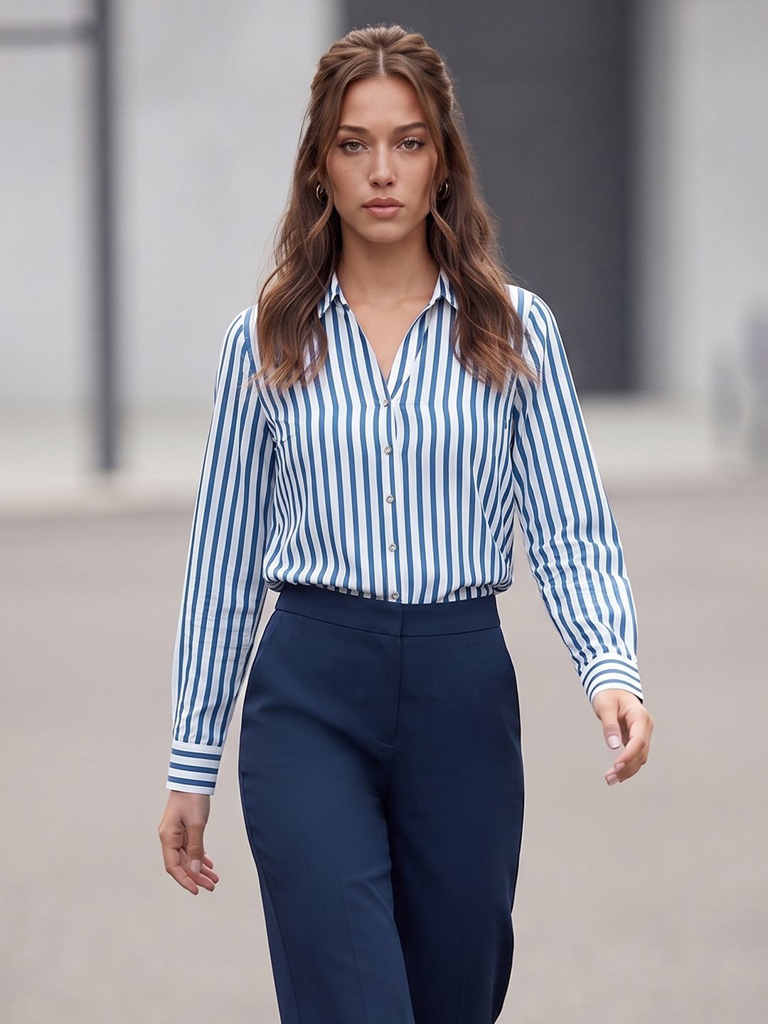code by lifestyle Women Regular Fit Striped Casual Shirt-picture-30