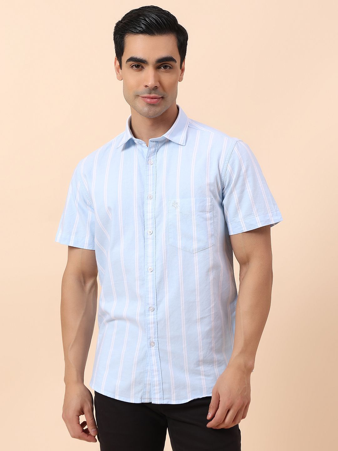 Men Slim Fit Striped Spread Collar Casual Shirt-image-28
