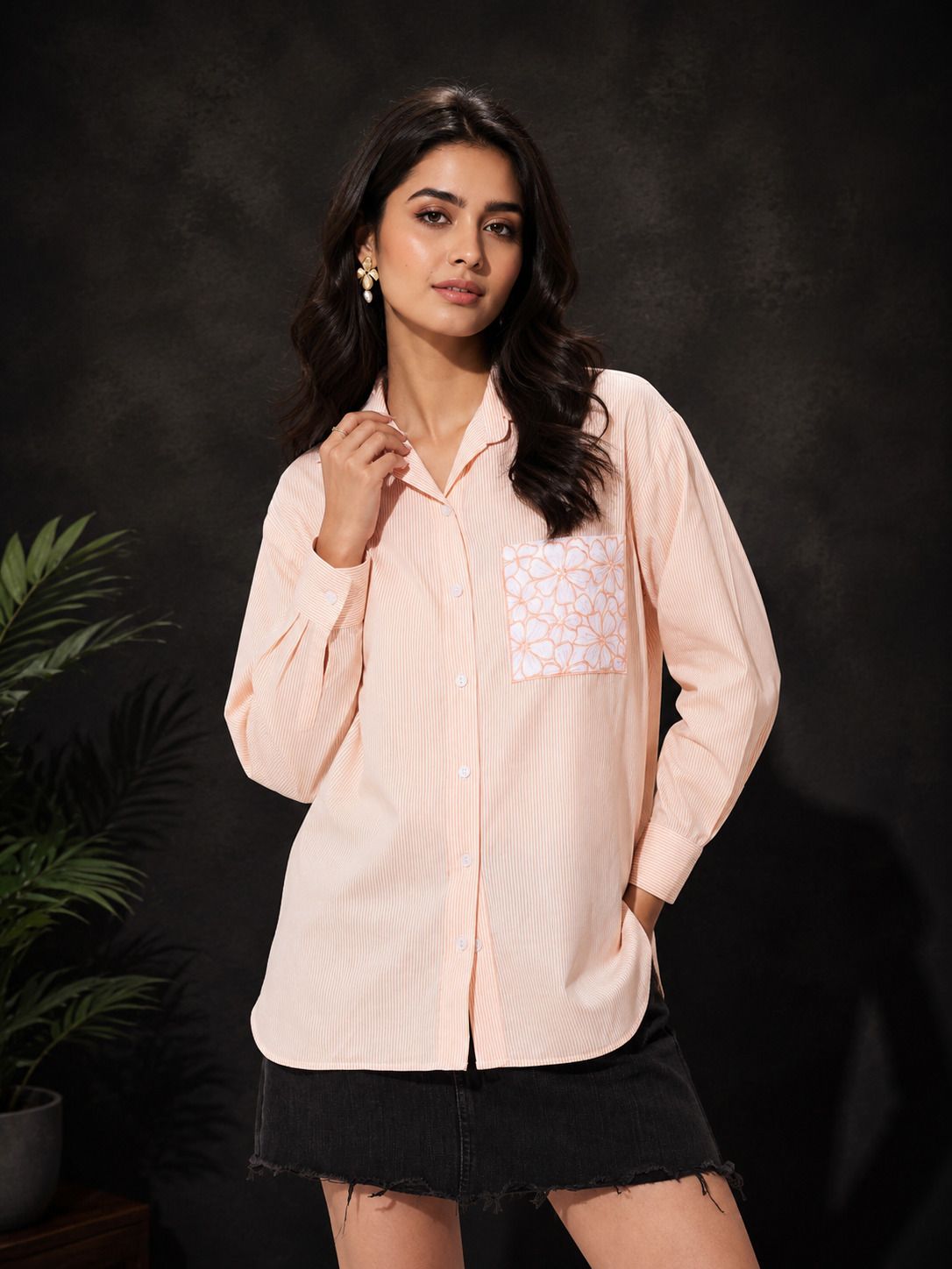j turritopsis Women Regular Fit Embroidered Spread Collar Casual Shirt-picture-3