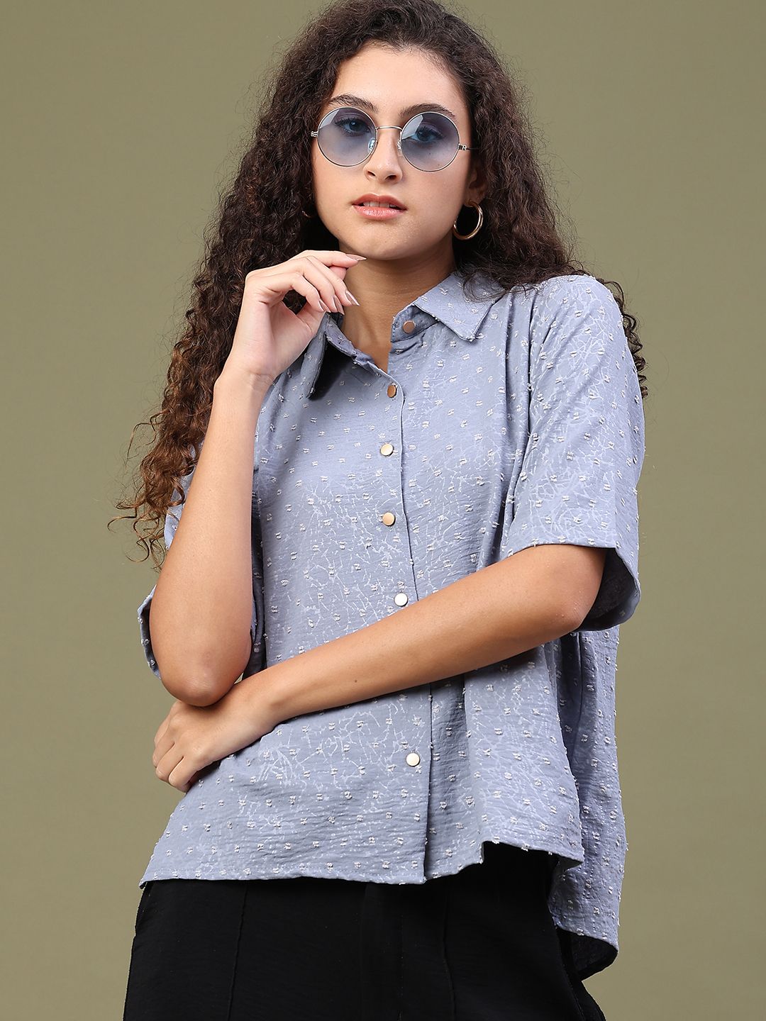 v-mart Women Regular Fit Printed Spread Collar Casual Shirt-picture-34