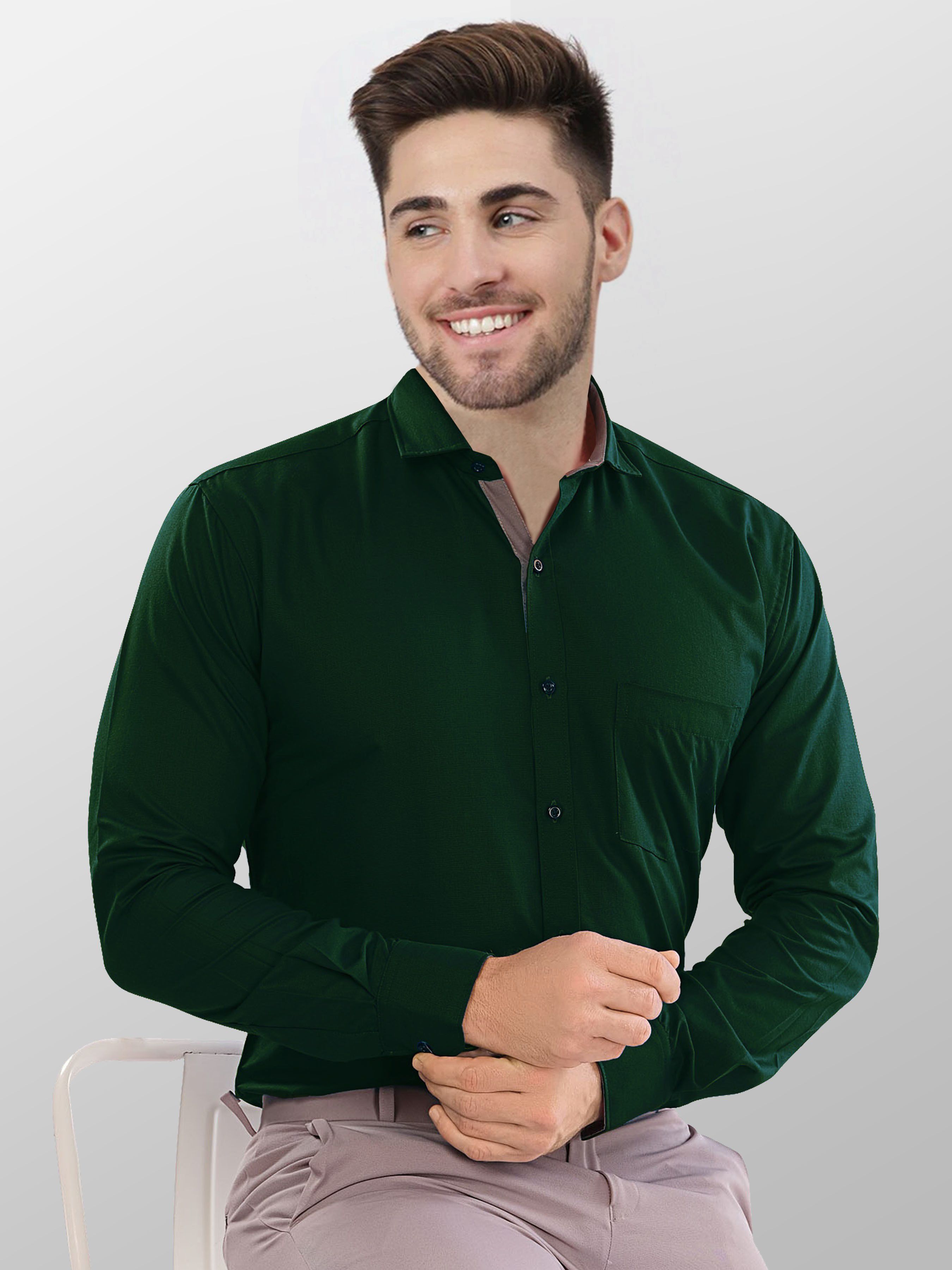 vtexx Men Regular Fit Solid Spread Collar Formal Shirt-picture-20