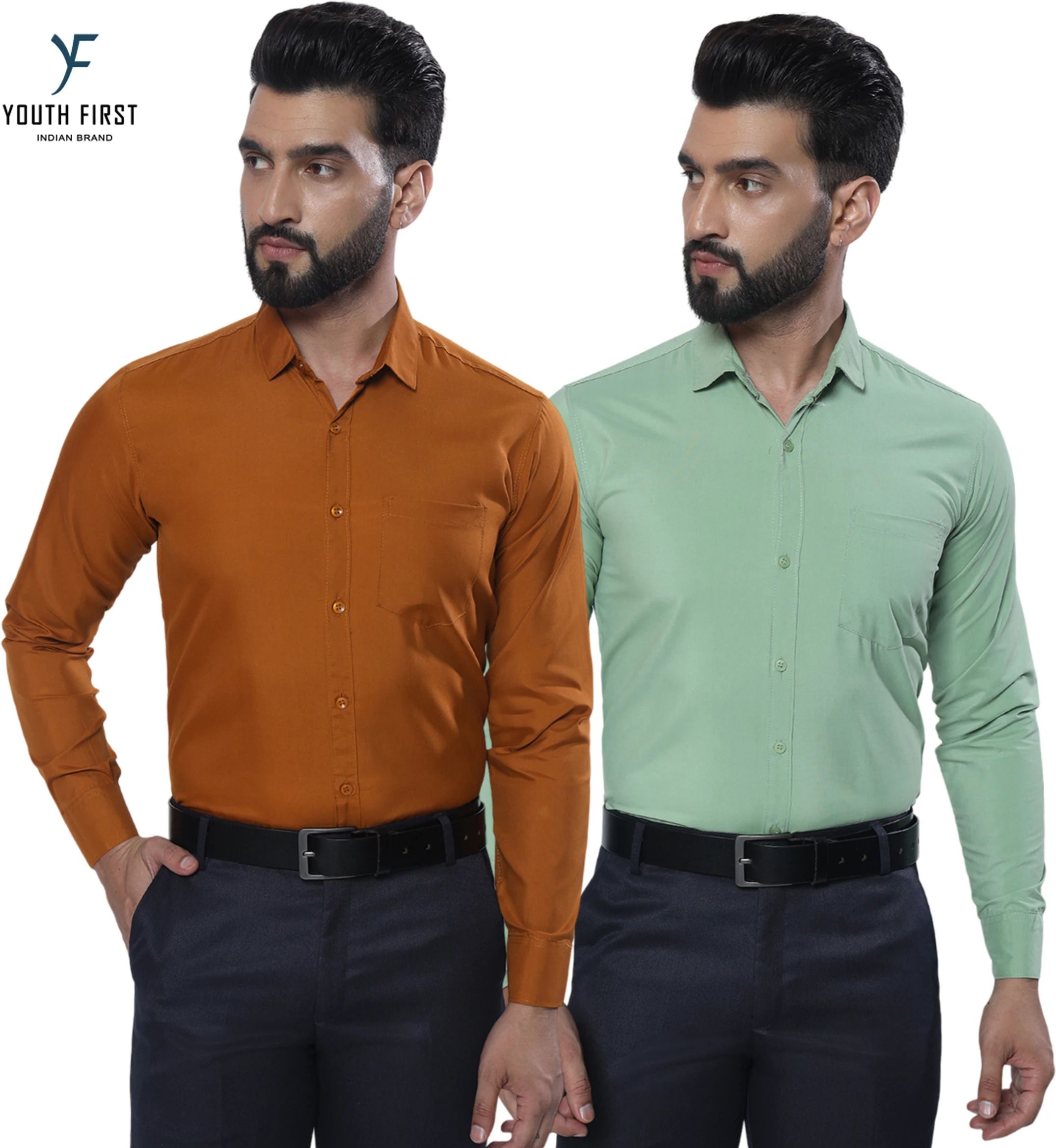 youth first Men Relaxed Fit Solid Spread Collar Formal Shirt-picture-25