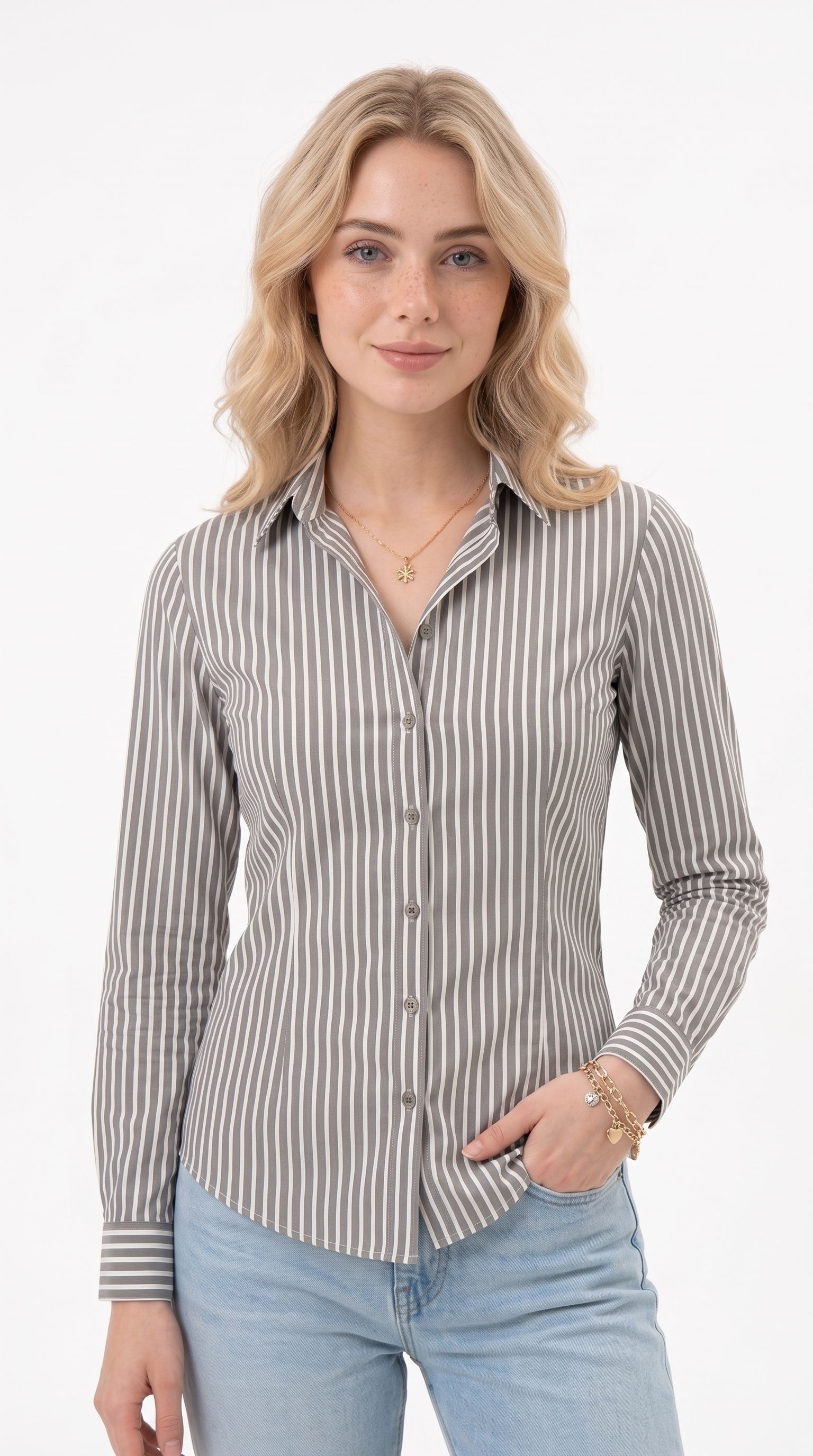 siddhant fashion Women Slim Fit Striped Spread Collar Casual Shirt-picture-7