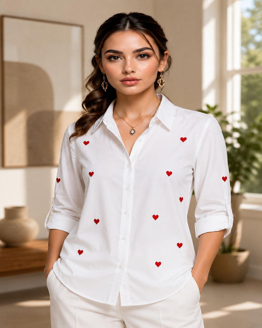 tinz Women Regular Fit Printed Cut Away Collar Casual Shirt-picture-10