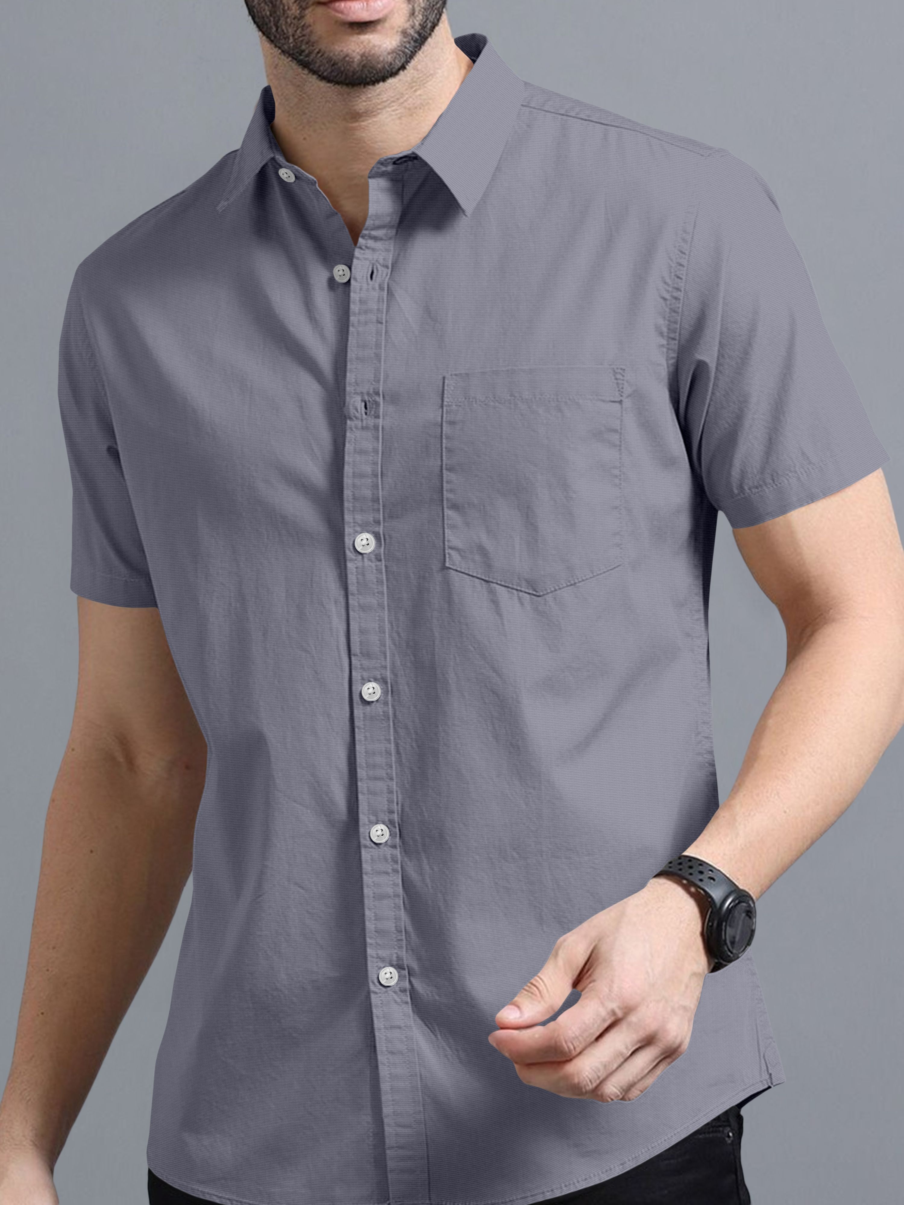 vtexx Men Regular Fit Solid Spread Collar Casual Shirt-picture-19