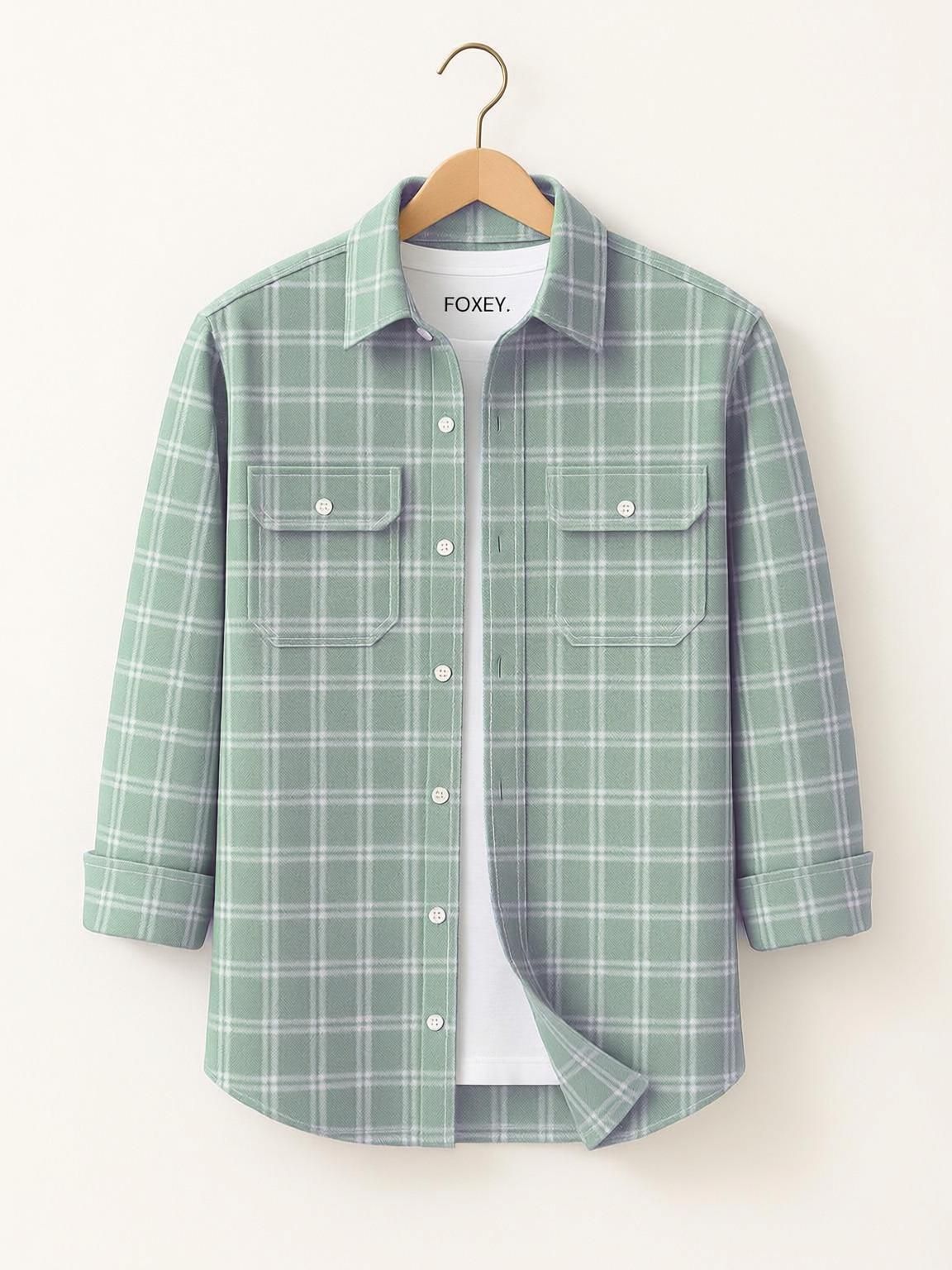 foxey Men Regular Fit Checkered Spread Collar Casual Shirt-picture-14