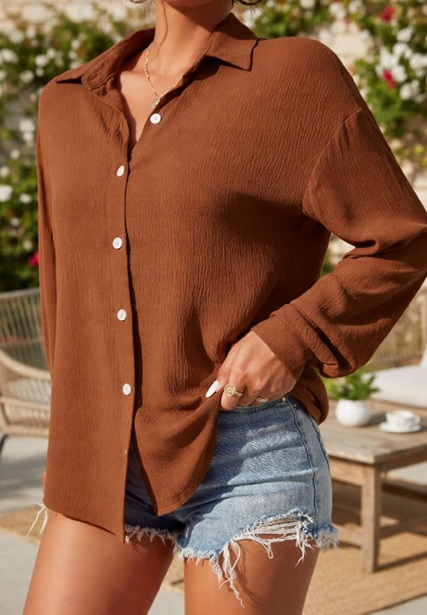 Women Relaxed Fit Fit Solid Spread Collar Casual Shirt-image-49