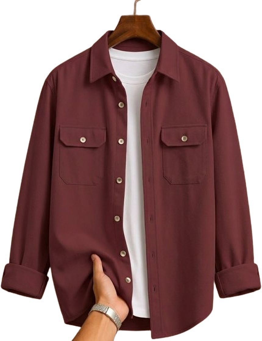 Men Regular Fit Solid Curved Collar Casual Shirt-image-30