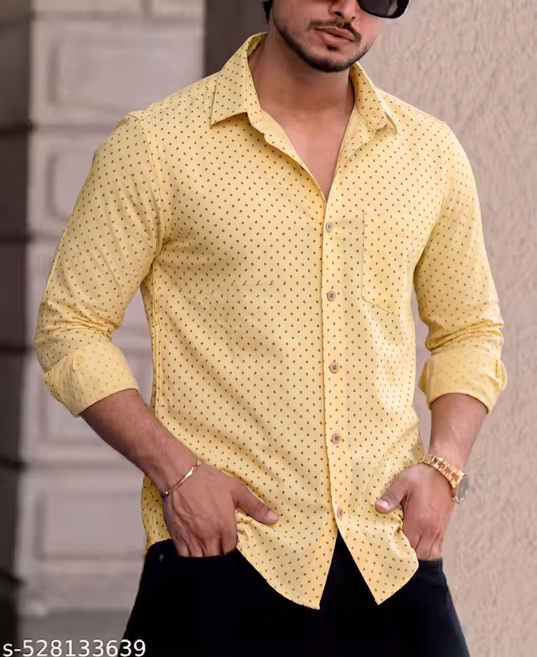 Men Slim Fit Floral Print Spread Collar Casual Shirt-image-4
