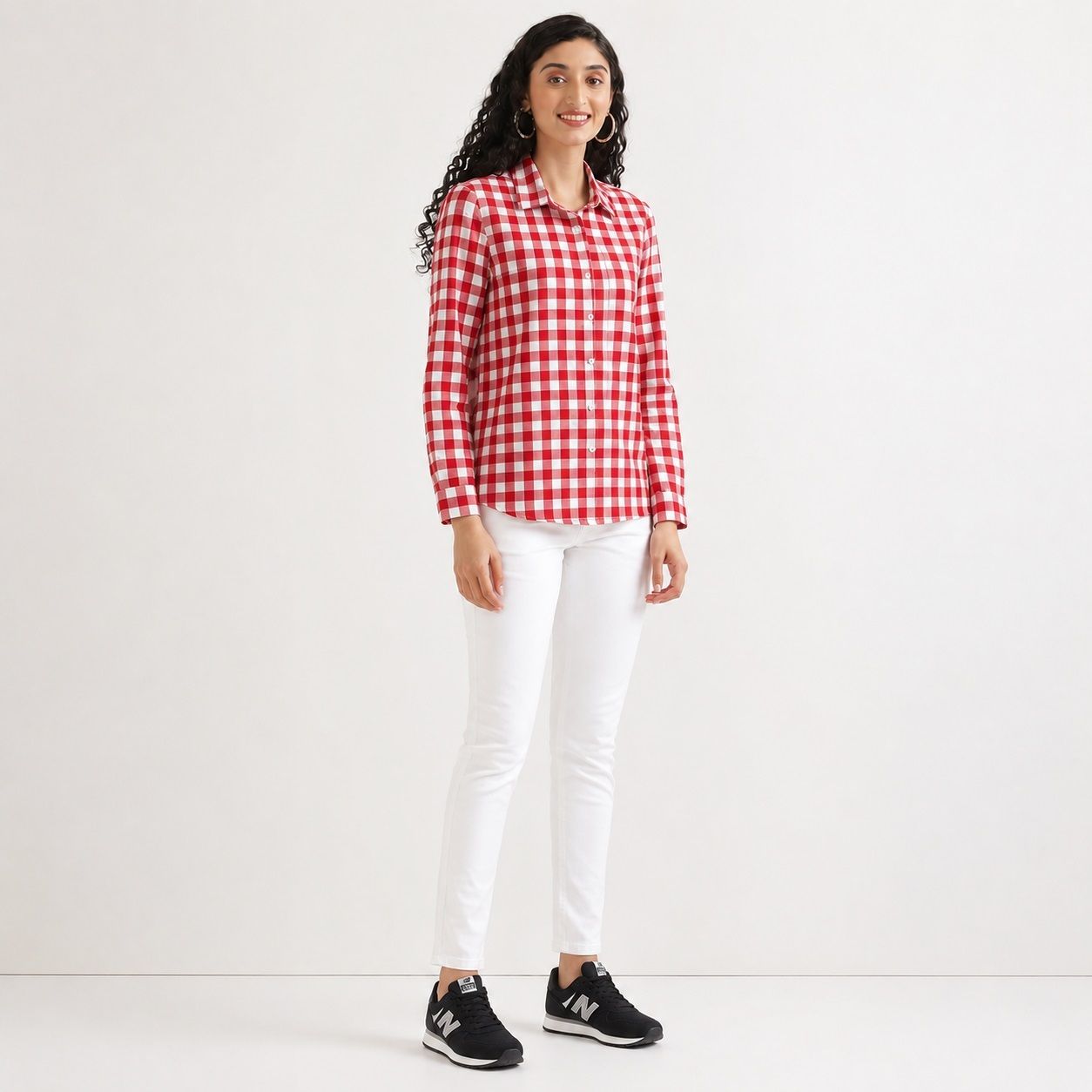 vimuhet Women Regular Fit Checkered Spread Collar Casual Shirt-picture-39