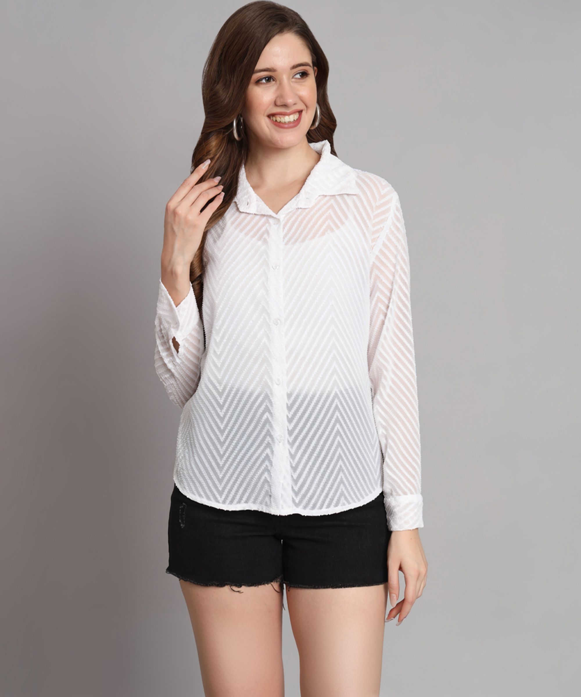 funday fashion Women Regular Fit Solid Spread Collar Casual Shirt-picture-24